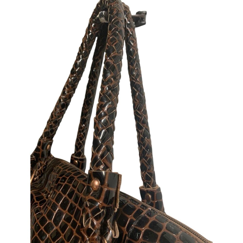 La Gioe di Toscana Sharon Gioe Burgundy Reptile Leather Dome Satchel Bag - Picture 9 of 16